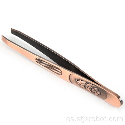 Fabricantes que venden herramientas de belleza pinzas de cejas planas de acero inoxidable patrón decorativo clip de roscado de belleza